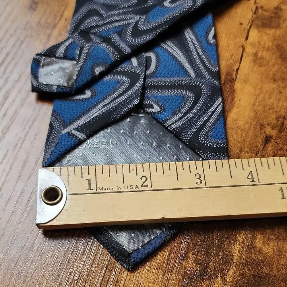 CARLO PALAZZI | Handmade Italian Silk Abstract Blue‎ Black Necktie